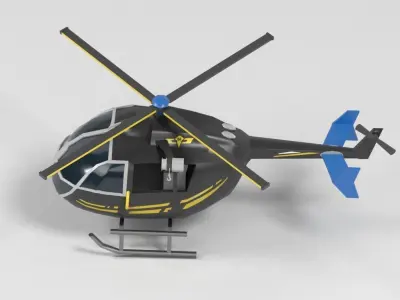 helicopter cartoon lowpoly Low-poly 3D model