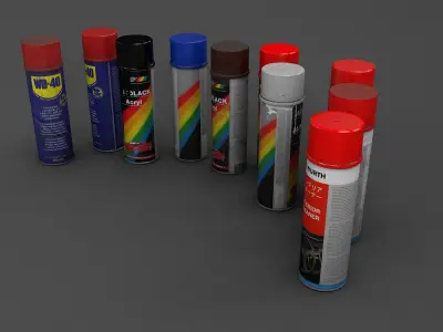spray cans Low-poly 3D model