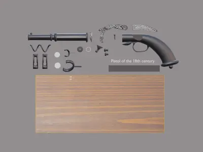 Pistol of the 18th century 3D Model  3D model