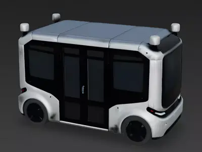Realistic Autonomous EV Shuttle 3D Model 3D Model Low-poly 3D model