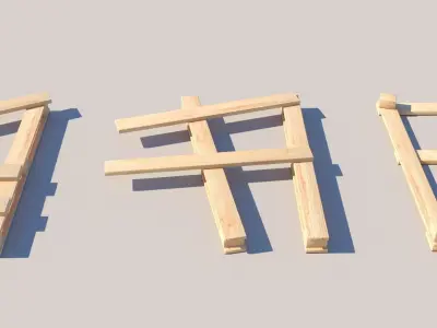Pallet Collection 1 set of wooden pieces 3D model