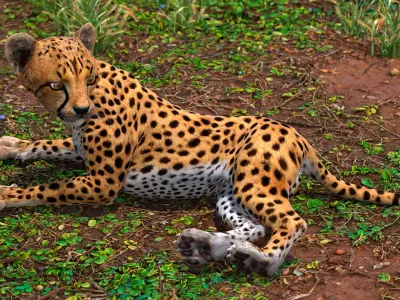 Cheetah Cub Lying Pose 3D model