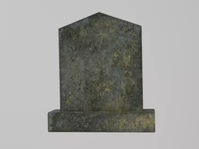 Old Cemetery Gravestone with Moss and Patina Low-poly 3D model