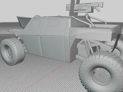 Combat Guard Vehicle 4X4 Blockout with Interior   Free low-poly 3D model