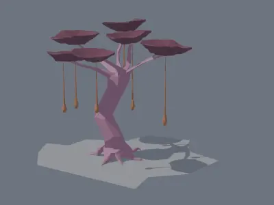 Low-poly stylized sci-fi plant  Low-poly 3D model
