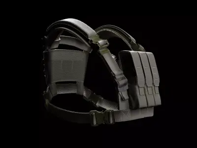 Realistic Combat Vest - Ammo Pouch Gear Low-poly 3D model
