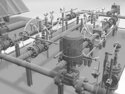 Industrial Above Ground Pipe Network 3D model