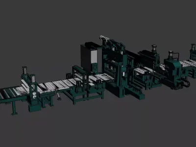 Metal Sheet Straightening Rolling and Cutting Machine 3D model