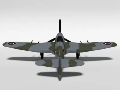Low Poly Cartoon Hawker Typhoon WWII Airplane Low-poly 3D model