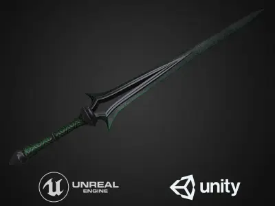 Dark sword Low-poly 3D model get