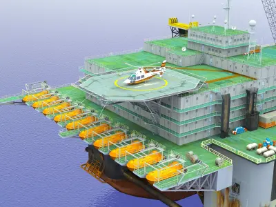 Offshore lifting platform-drilling platform 3D model