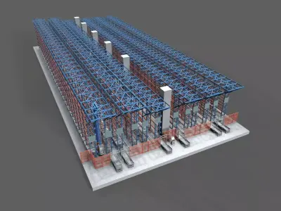 Logistic Cargo Warehouse Low-poly 3D model
