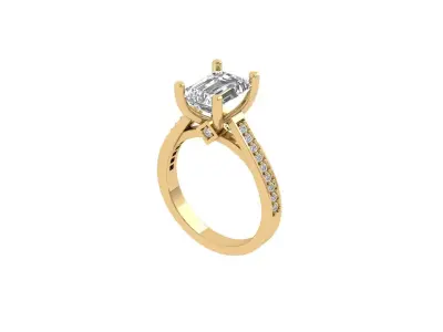 Emerald Solitaire Ring 3D print model 47