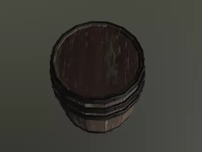Medieval Wooden Barrel v1 Low-poly 3D model