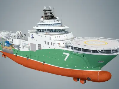 Low Poly Industrial Ship 3D model
