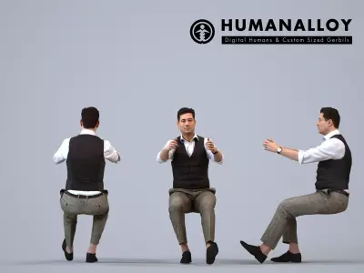 Basics0034 - A set containing 5 models of male people driving 3D model
