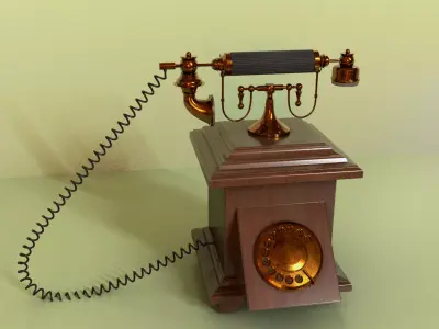 antique landline Low-poly 3D model