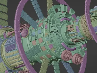 Massive Detailed Separated Spaceship 3D model