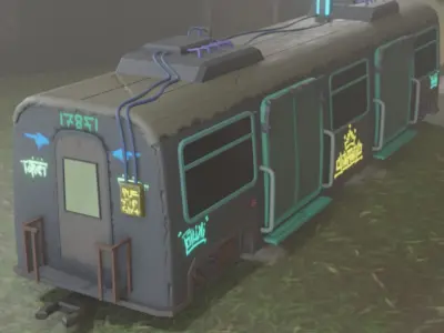 Cyber train  Game Ready Low-poly 3D model Low-poly 3D model