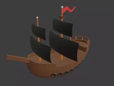 Low Poly Pirate Ship Low-poly 3D model purchase