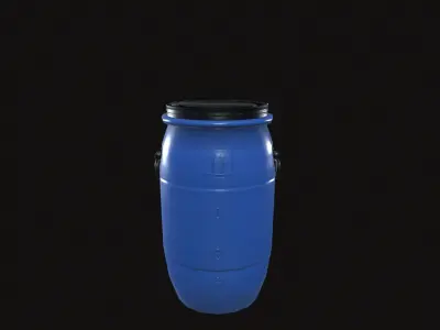 Plastic Barrel Low-poly 3D model 2