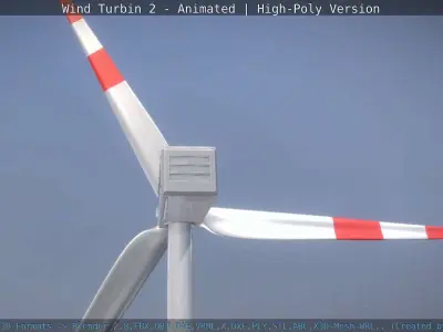 Animated Wind Turbin 2 - High-Poly Version 3D model