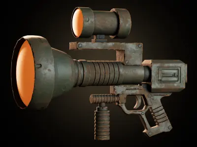 Retro Sci-Fi Plasma Gun Game-Ready 3D Model Low-poly 3D model