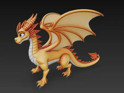 Dragon Yellow Realistic 3D Model Basic - Low Poly Realistic Low-poly 3D model