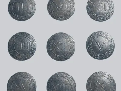 Gameready Spintria Ancient Roman Tokens Asset Low-poly 3D model