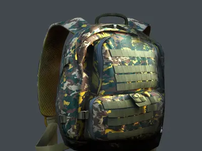 Backpack military combat Black baggage bag luggage Low-poly 3D model order