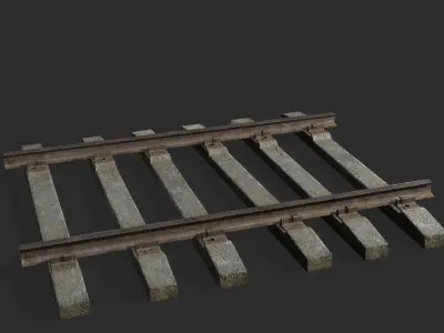 Rails railroad tracks Low-poly 3D model