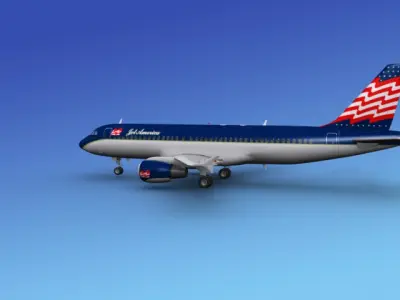 Airbus A320 Jet America 3D model
