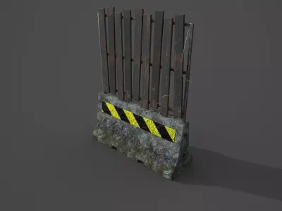 Concrete barrier  Low-poly 3D model 3