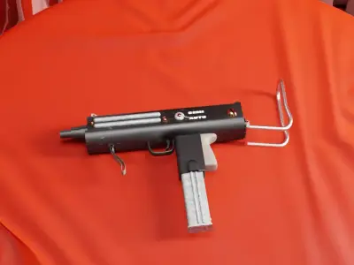 MAC-10 gun on table 3D model