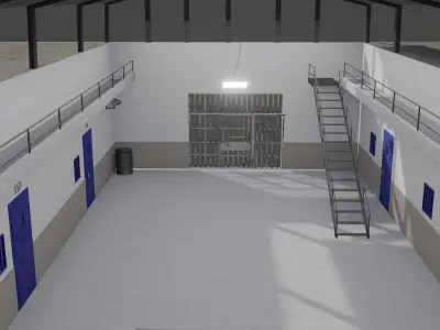 prison cell with doors Low-poly 3D model