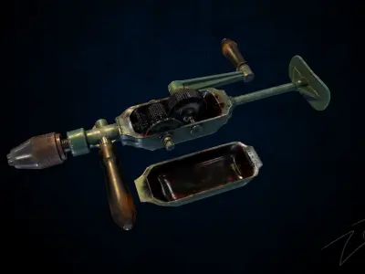 Drill game ready and pbr texture Low-poly 3D model