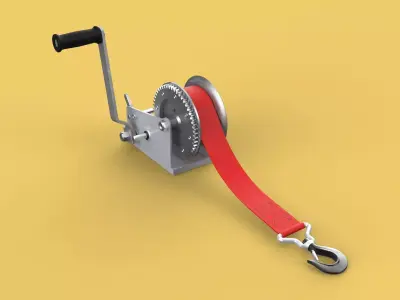 STANDARD MANUAL HAND LEVER CRANK WINCH HOIST BELT LIFTING CRANE 3D model