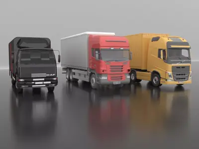 Modern Truck 3D Model Collection Low-poly 3D model