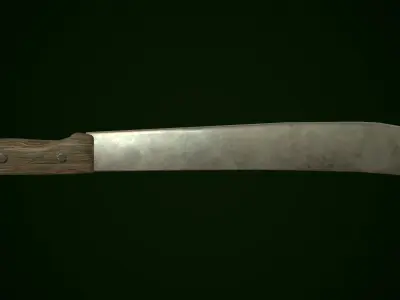 Machete knife with wooden handle Low-poly 3D model