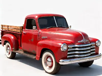 Realistic 1950s Rural Pickup Truck 3D Model Low-poly 3D model