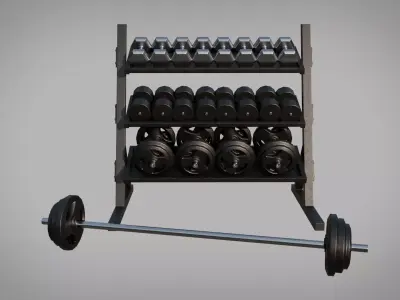 Gym Dumbbell Rack Low-poly 3D model