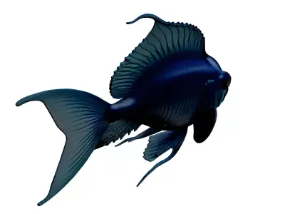 Metallic Blue Stylized Fish Model 3D model