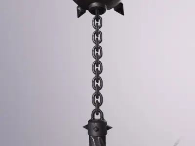 hammer 3 metal hook with chain Low-poly 3D model
