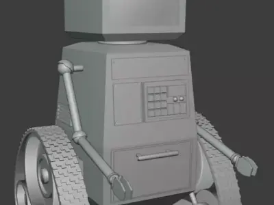 Robot model with wheels and monitor 3D model