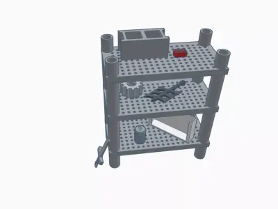 White industrial shelf Free low-poly 3D model
