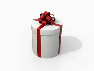 Gift Boxes - Round and Hexagon Trio with Tied Ribbon Rosette 3D model