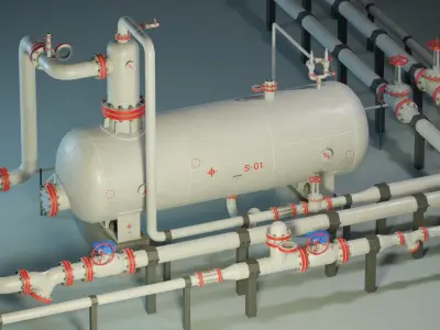 Industrial Vessel Separator PBR Game Ready Low-poly 3D model