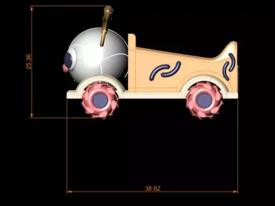 3D Cute Reindeer Toy Car with Colorful Wheels 3D print model