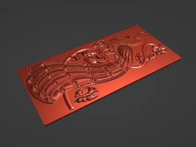 Peacock coin design file Artcam relief for die and cam printing 3D print model