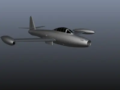 F-84G Model fighter jet flying in sky 3D model